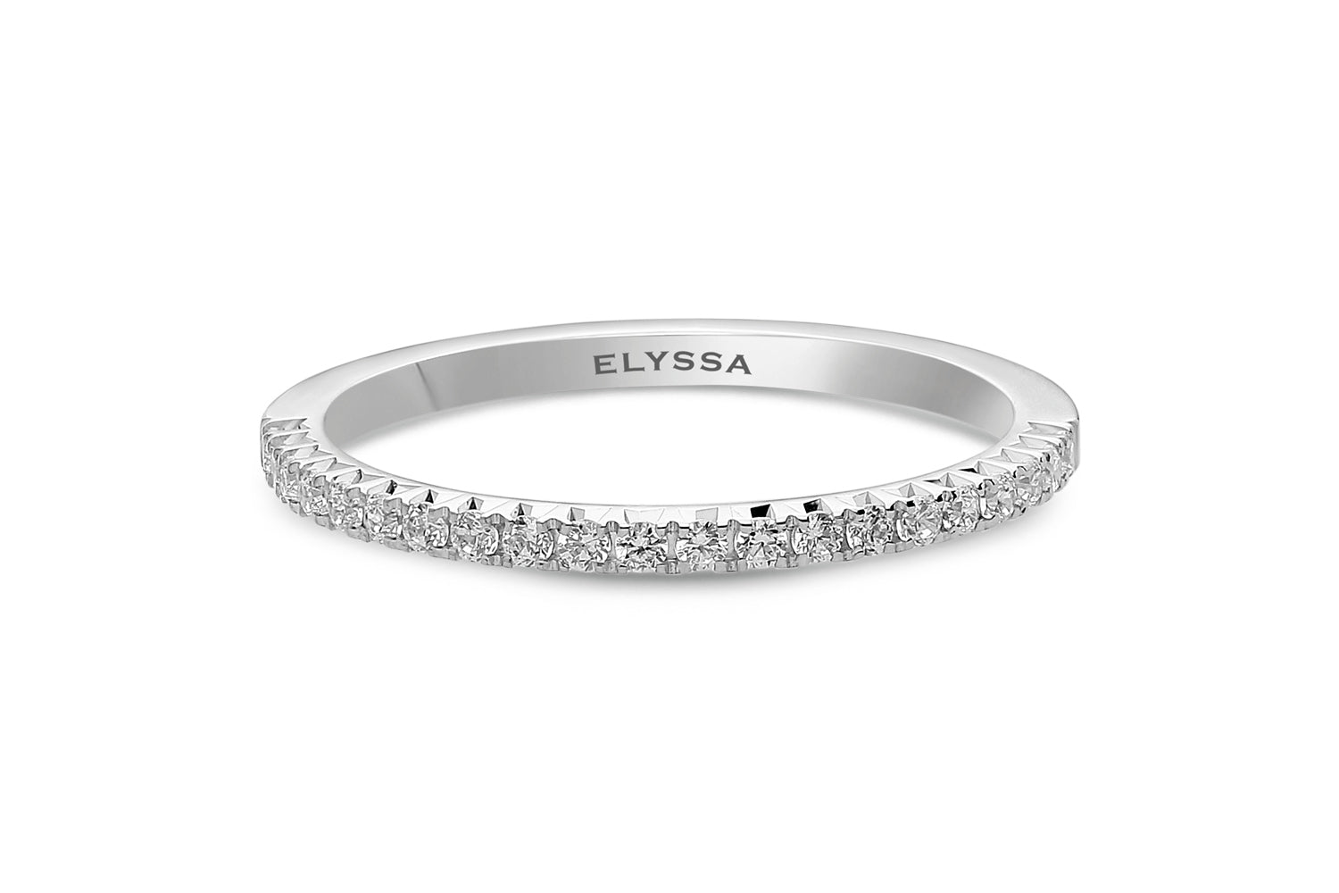 14K Gold 1.8mm French Cut Half Way Diamond Wedding Band White Gold