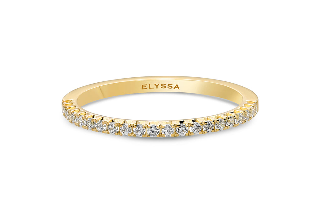 14K Gold 1.8mm French Cut Half Way Diamond Wedding Band Yellow Gold Elyssa Jewelry