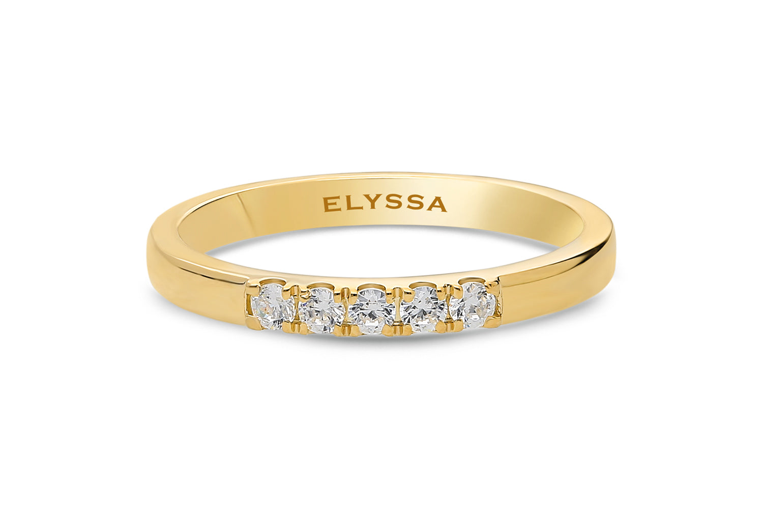14K Gold 2.2mm 5 stone Diamond Wedding Band Gold