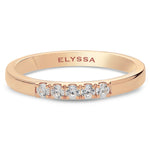 14K Gold 2.2mm 5 stone Diamond Wedding Band Rose gold