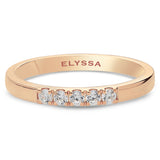 14K Gold 2.2mm 5 stone Diamond Wedding Band Rose gold