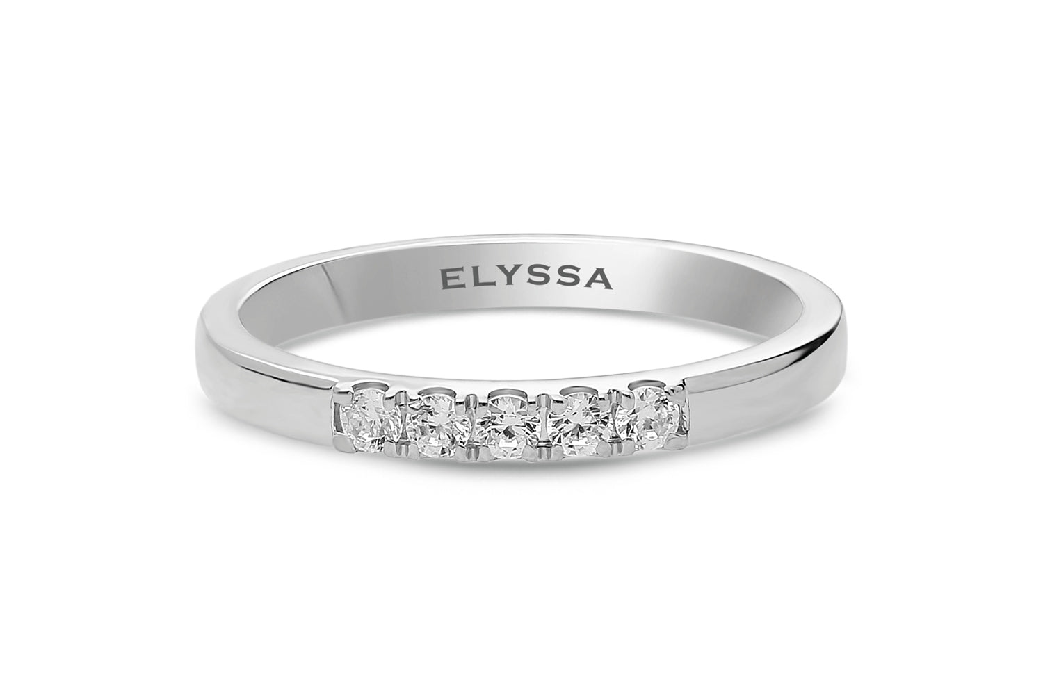 14K Gold 2.2mm 5 stone Diamond Wedding Band White gold