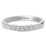 14K Gold 2.2mm 5 stone Diamond Wedding Band White gold