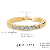 14K Gold 2.2mm 7 stone Diamond Wedding Band