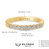 14K Gold 2.2mm 9 stone Diamond Wedding Band