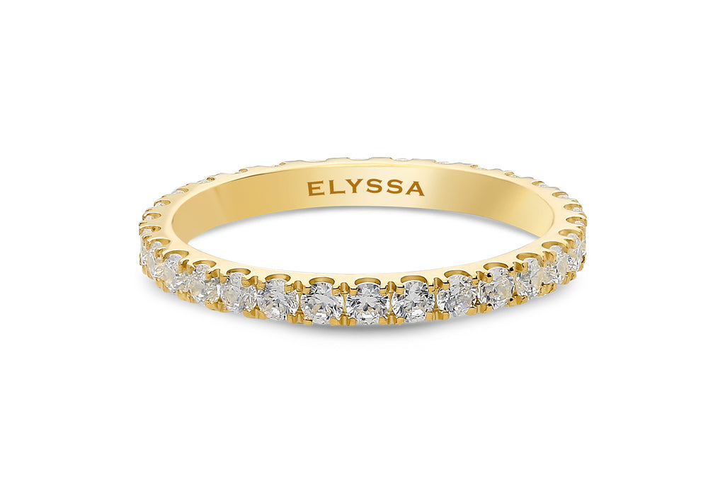 14K Gold 2.2mm All Around Diamond Wedding Band yellow gold
