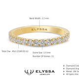 14K Gold 2.2mm Half Way Diamond Wedding Band