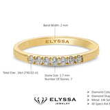 14K Gold 2mm 7 stone Diamond Wedding Band guide