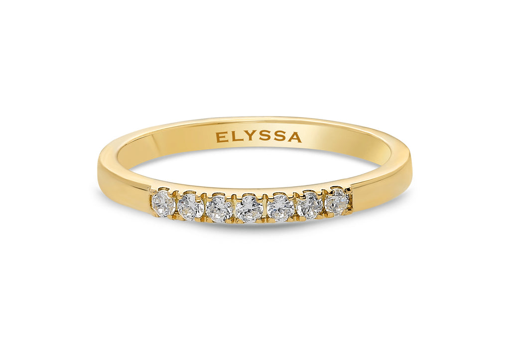 14K Gold 2mm 7 stone Diamond Wedding Band gold