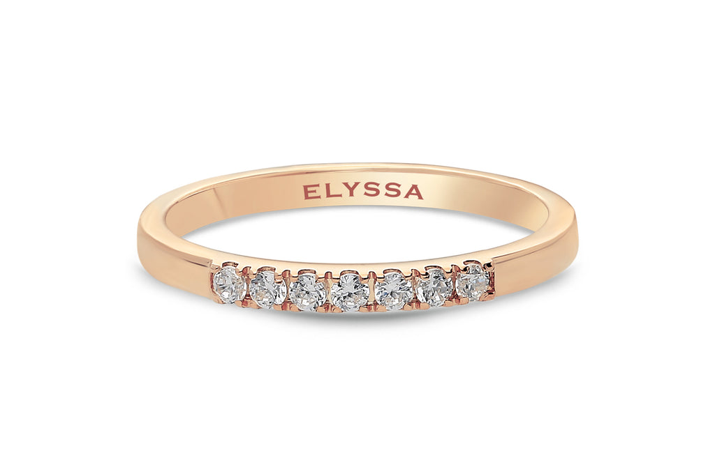 14K Gold 2mm 7 stone Diamond Wedding Band rose