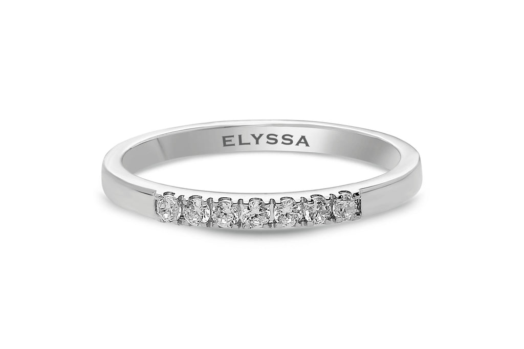 14K Gold 2mm 7 stone Diamond Wedding Bandwhite gold