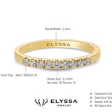 14K Gold 2mm 9 stone Diamond Wedding Band 15ct