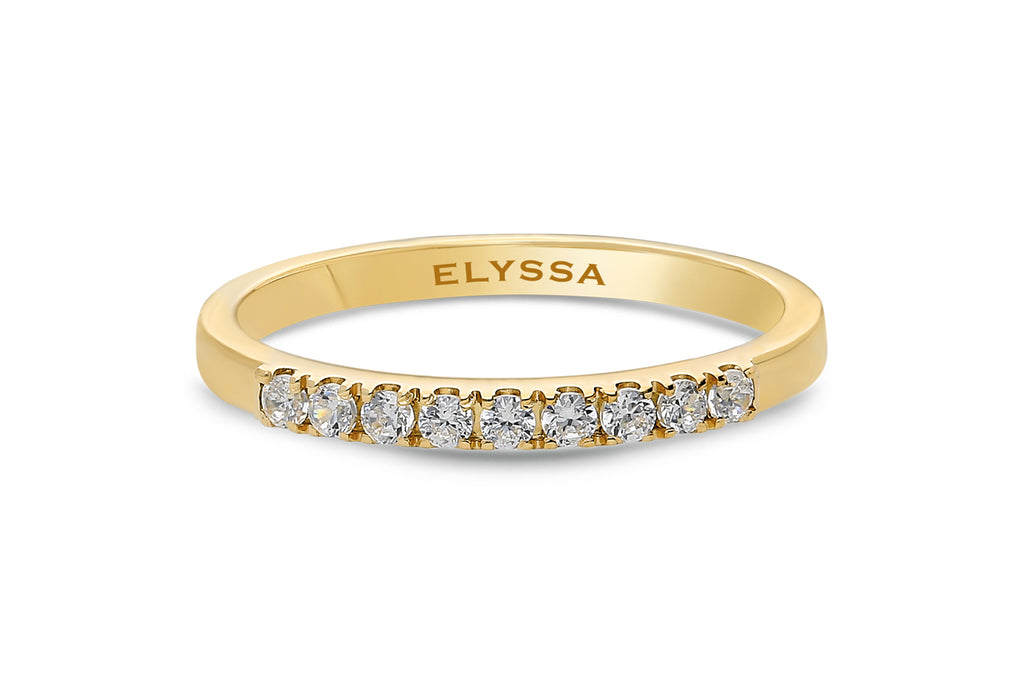 14K Gold 2mm 9 stone Diamond Wedding Band
