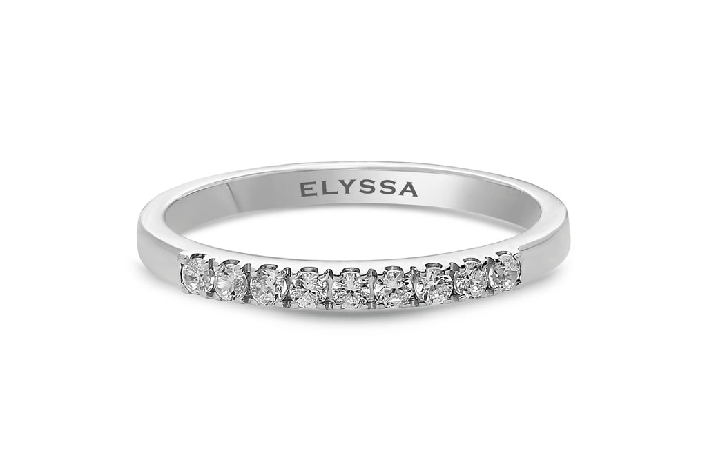 14K Gold 2mm 9 stone Diamond Wedding Band