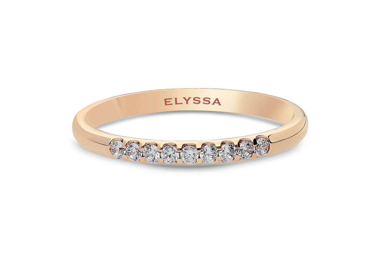 14K Gold 2mm 9 stone Diamond Wedding Band 15ct Rose gold