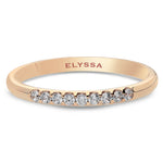 14K Gold 2mm 9 stone Diamond Wedding Band 15ct Rose gold