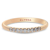 14K Gold 2mm 9 stone Diamond Wedding Band 15ct Rose gold