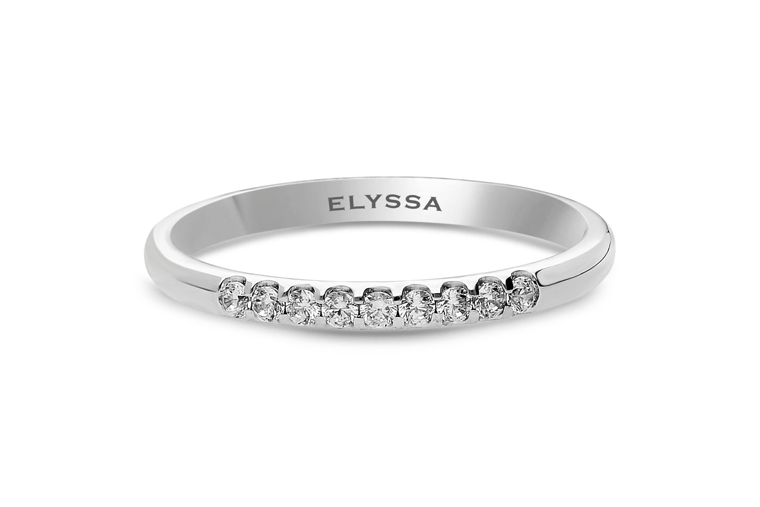 14K Gold 2mm 9 stone Diamond Wedding Band 15ct white gold