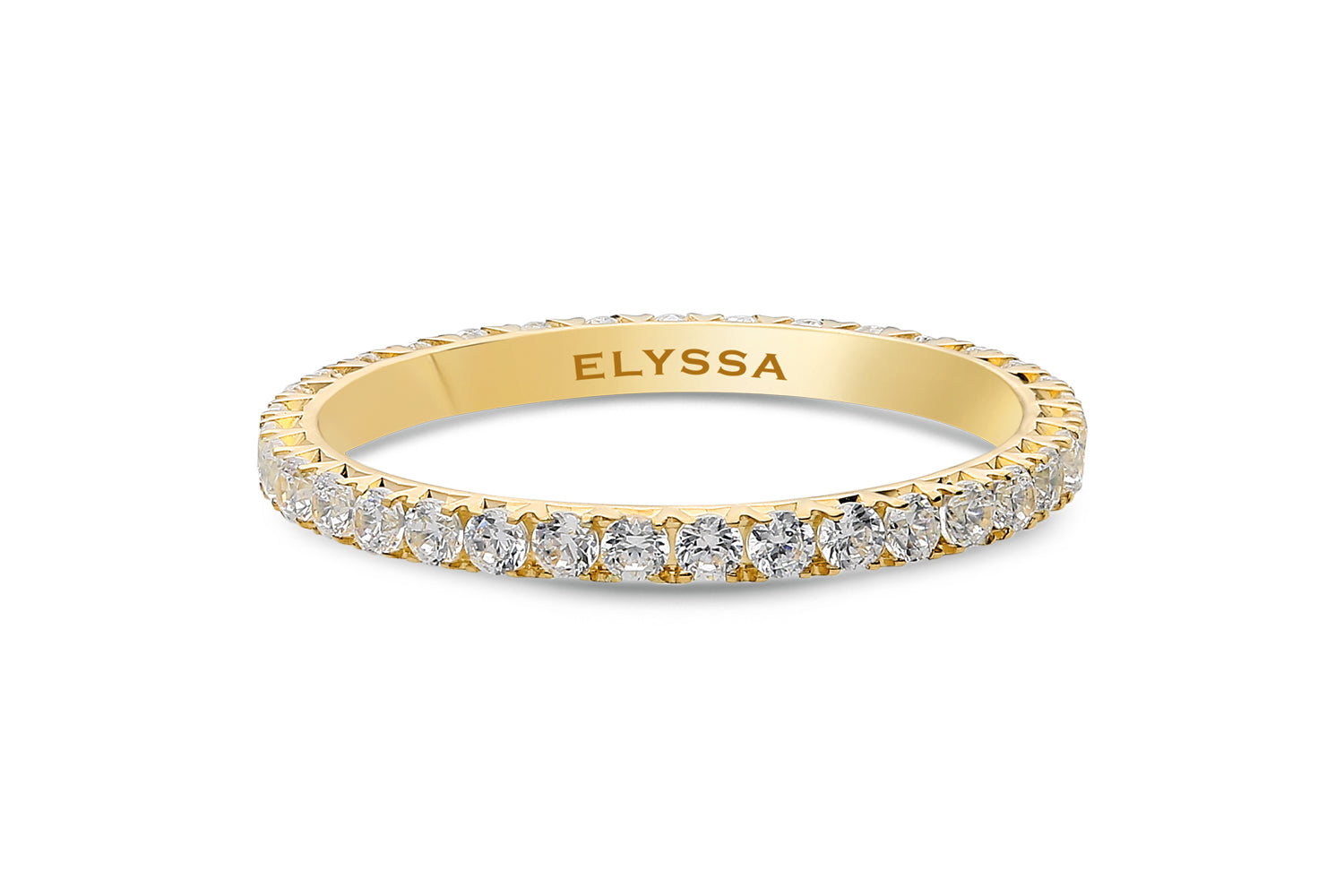 14K Gold 2mm French Cut  All Around Diamond Wedding Band Yellow gold