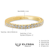 14K Gold 2mm French Cut Half Way Diamond Wedding Band
