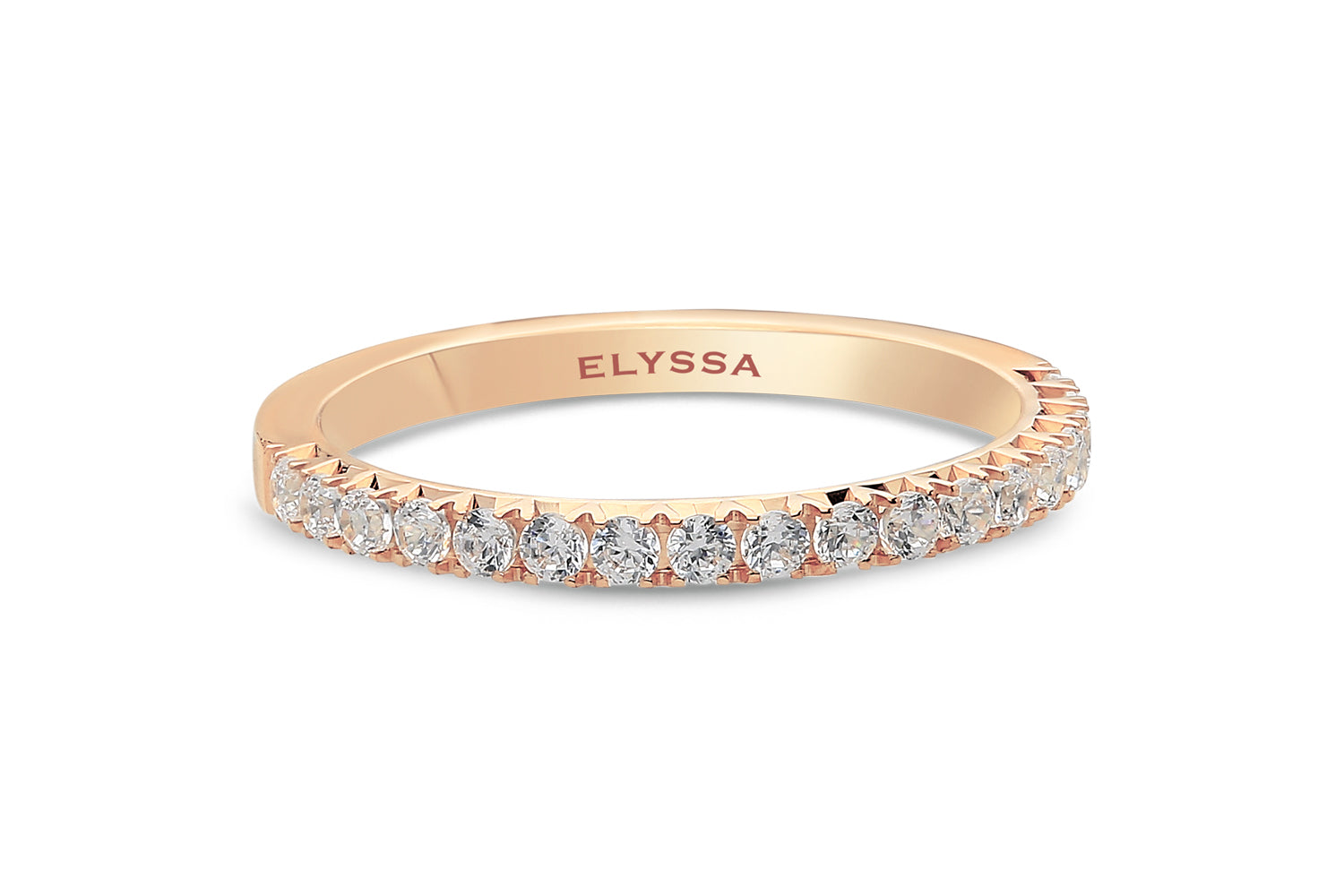 14K Gold 2mm French Cut Half Way Diamond Wedding Band Rose Gold