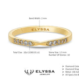 14K Gold 2mm Thin X Diamond Wedding Band