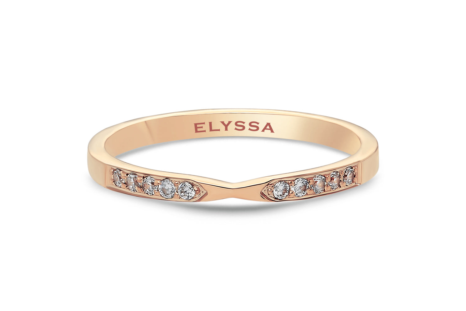 14K Gold 2mm Thin X Diamond wedding Band rose gold