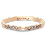 14K Gold 2mm Thin X Diamond wedding Band rose gold