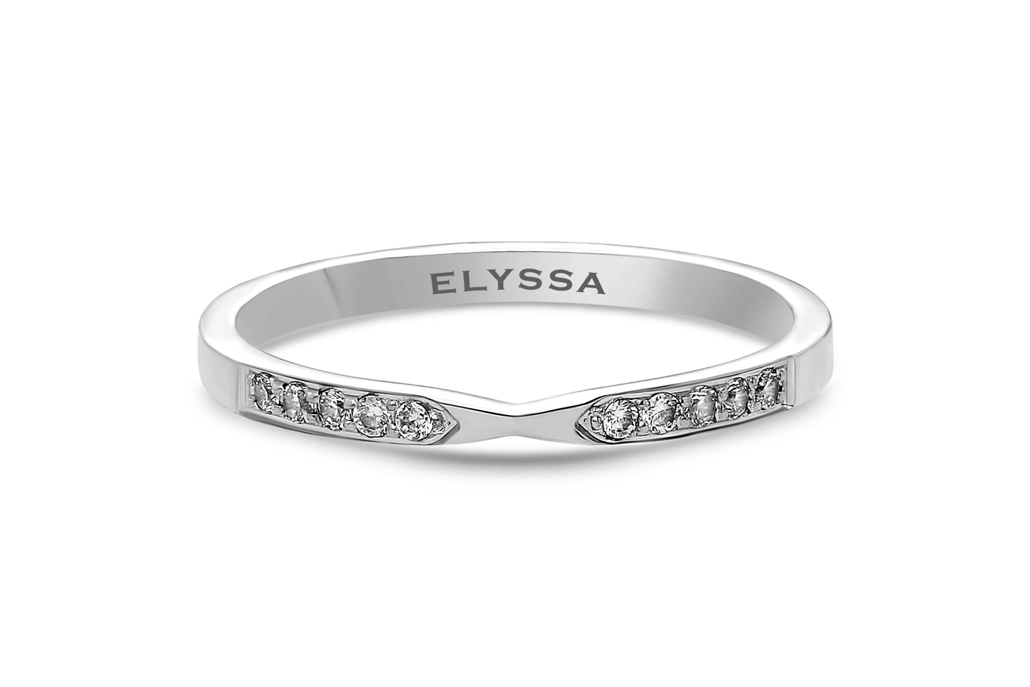 14K Gold 2mm Thin X Diamond wedding Band white gold