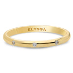 14K Gold 2mm Three Stone Burnish Set Diamond Wedding Band gold