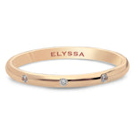 14K Gold 2mm Three Stone Burnish Set Diamond Wedding Band rose gold