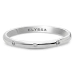 14K Gold 2mm Three Stone Burnish Set Diamond Wedding Band white gold