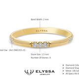14K Gold 2 mm Wedding Band with Diamonds