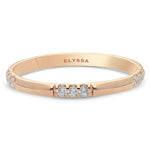 14K Gold 2 mm Wedding Band with Diamonds Rose