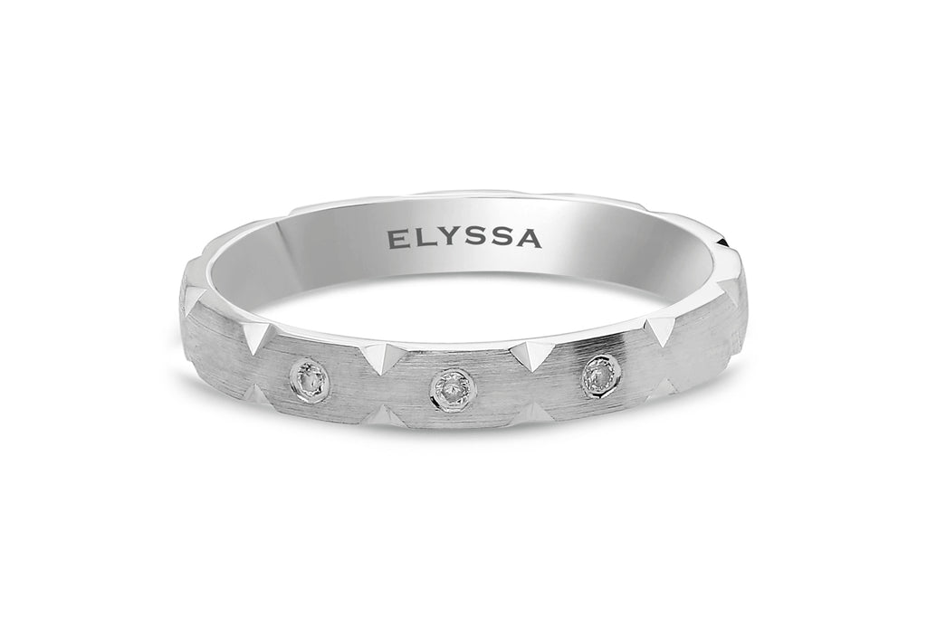 14K Gold 3mm Modern Wedding Band with Diamonds white gold