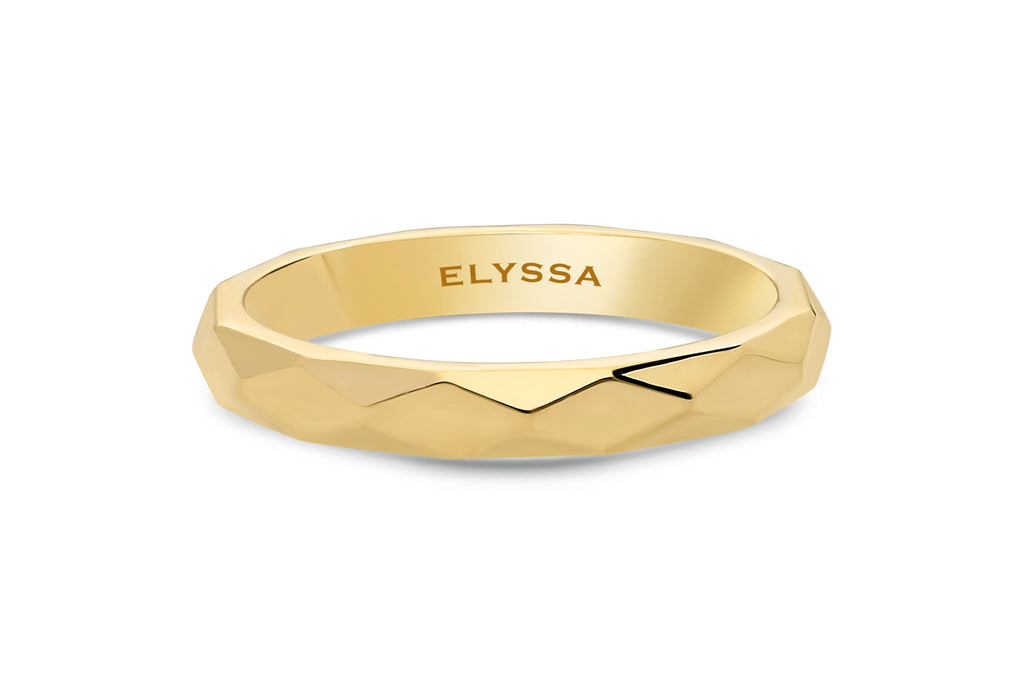 14K Gold 3mm Multi Faceted Wedding Band gold