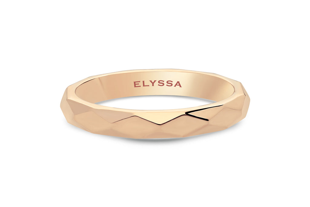 14K Gold 3mm Multi Faceted Wedding Band rose gold