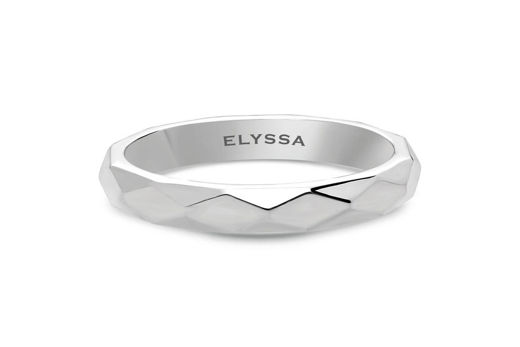 14K Gold 3mm Multi Faceted Wedding Band white gold