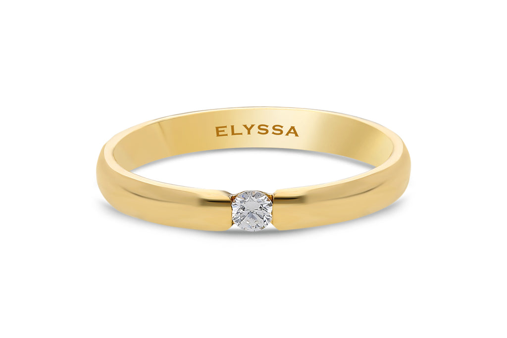 14K Gold Diamond Contemporary Solitaire Ring 2.8mm gold
