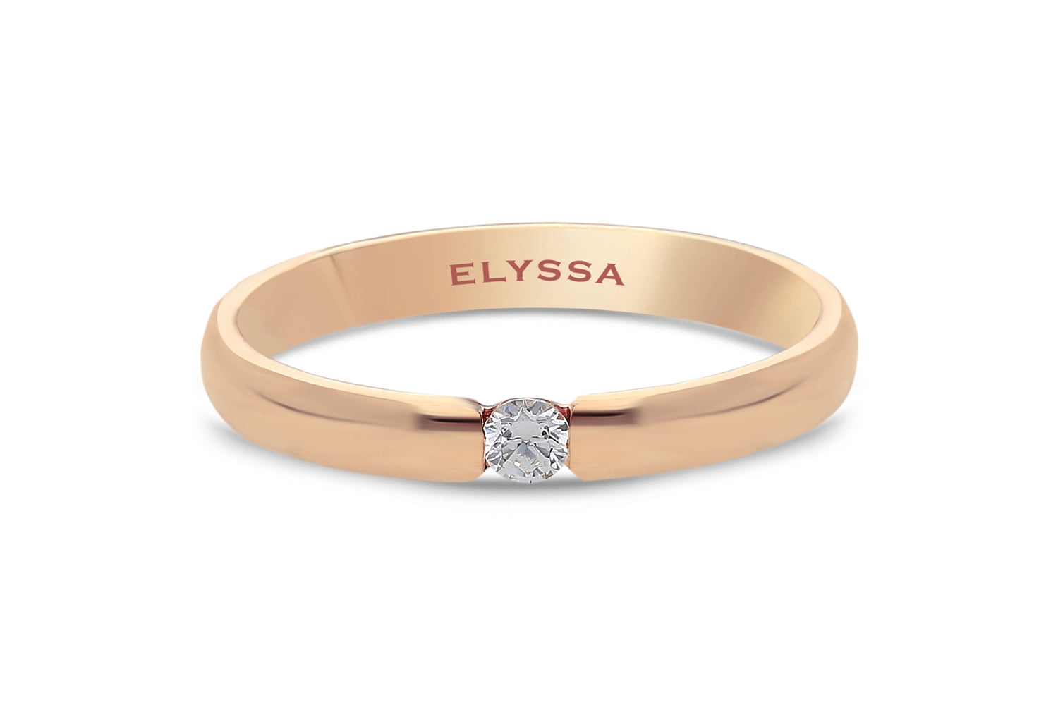 14K Gold Diamond Contemporary Solitaire Ring 2.8mm rose gold