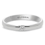 14K Gold Diamond Contemporary Solitaire Ring 2.8mm White Gold - Elyssa Jewelry