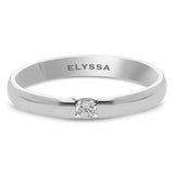 14K Gold Diamond Contemporary Solitaire Ring 2.8mm White Gold - Elyssa Jewelry