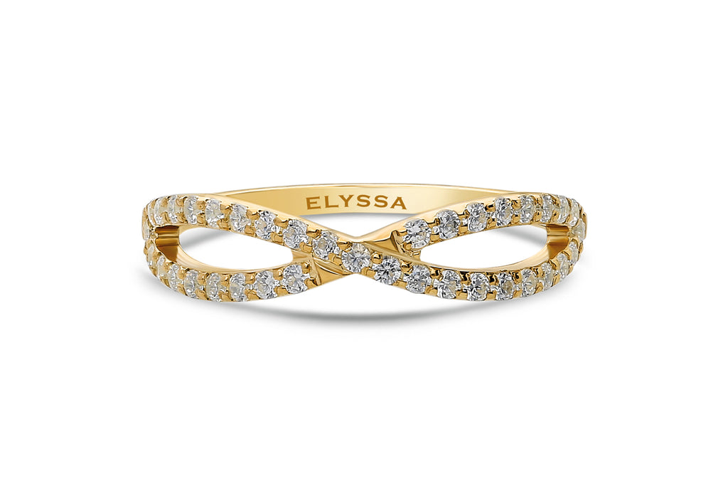 14K Gold Half Way Infinty Diamond Wedding Band