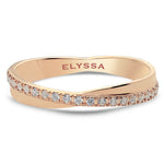 14K Gold Overlaping Ring with Diamonds Rose Gold