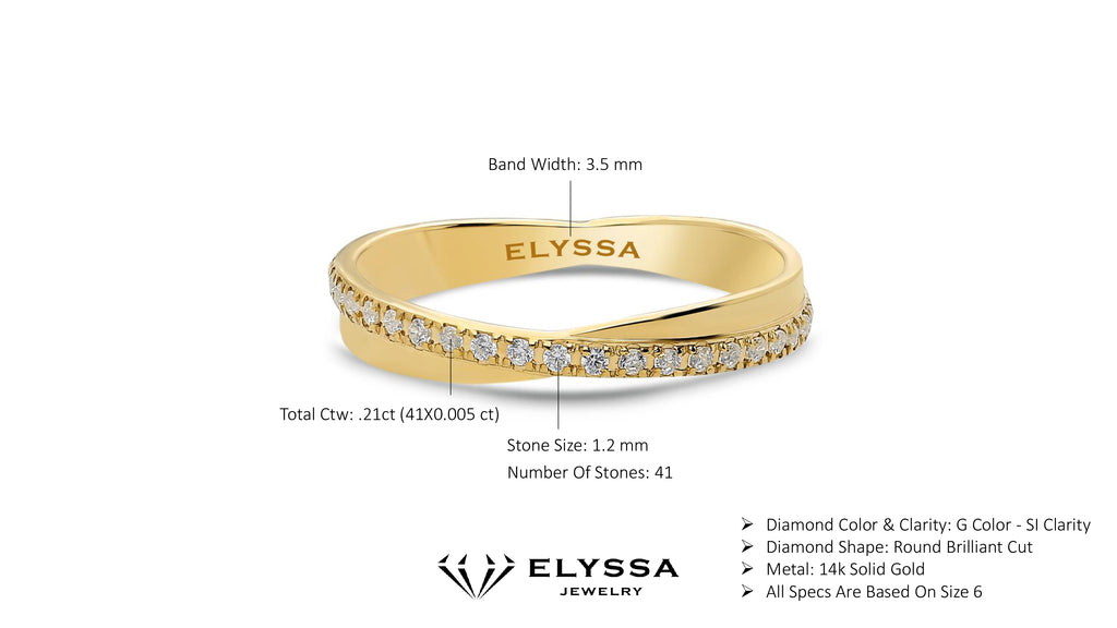 14K Gold Overlaping Ring with Diamonds