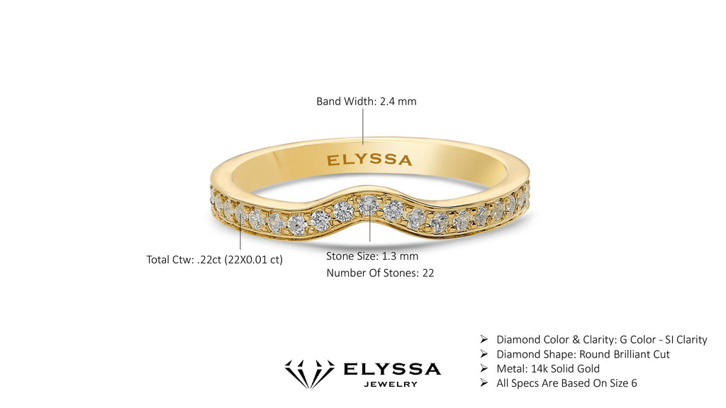 14K Gold V Shape Rhythm Diamond Wedding Band