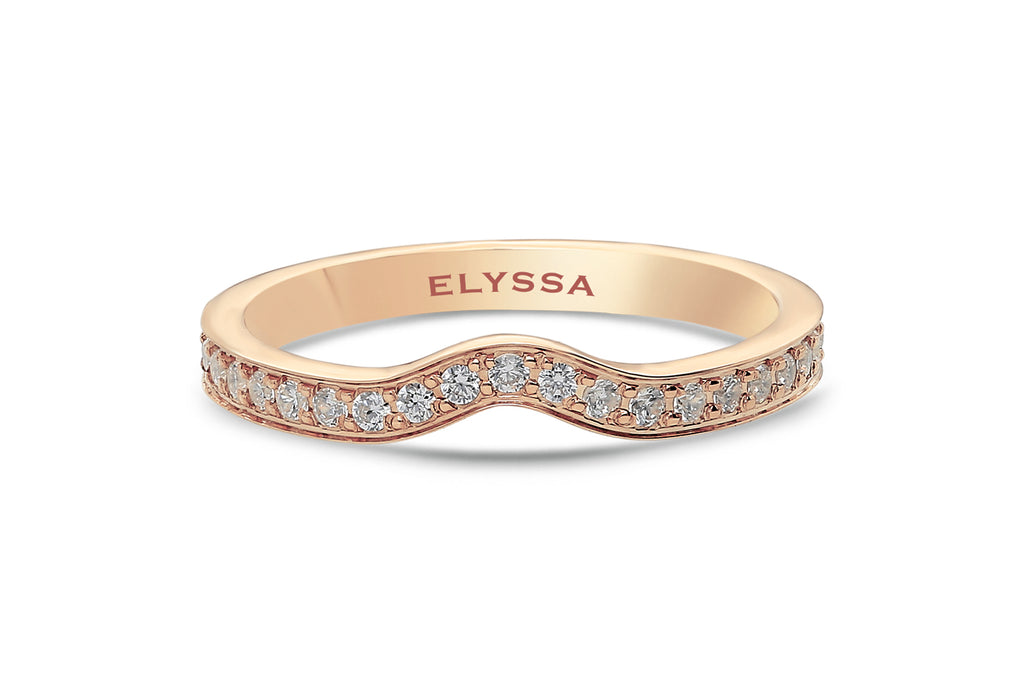 14K Gold V Shape Rhythm Diamond Wedding Band