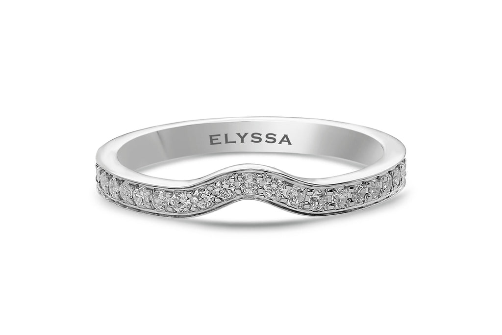 14K Gold V Shape Rhythm Diamond Wedding Band