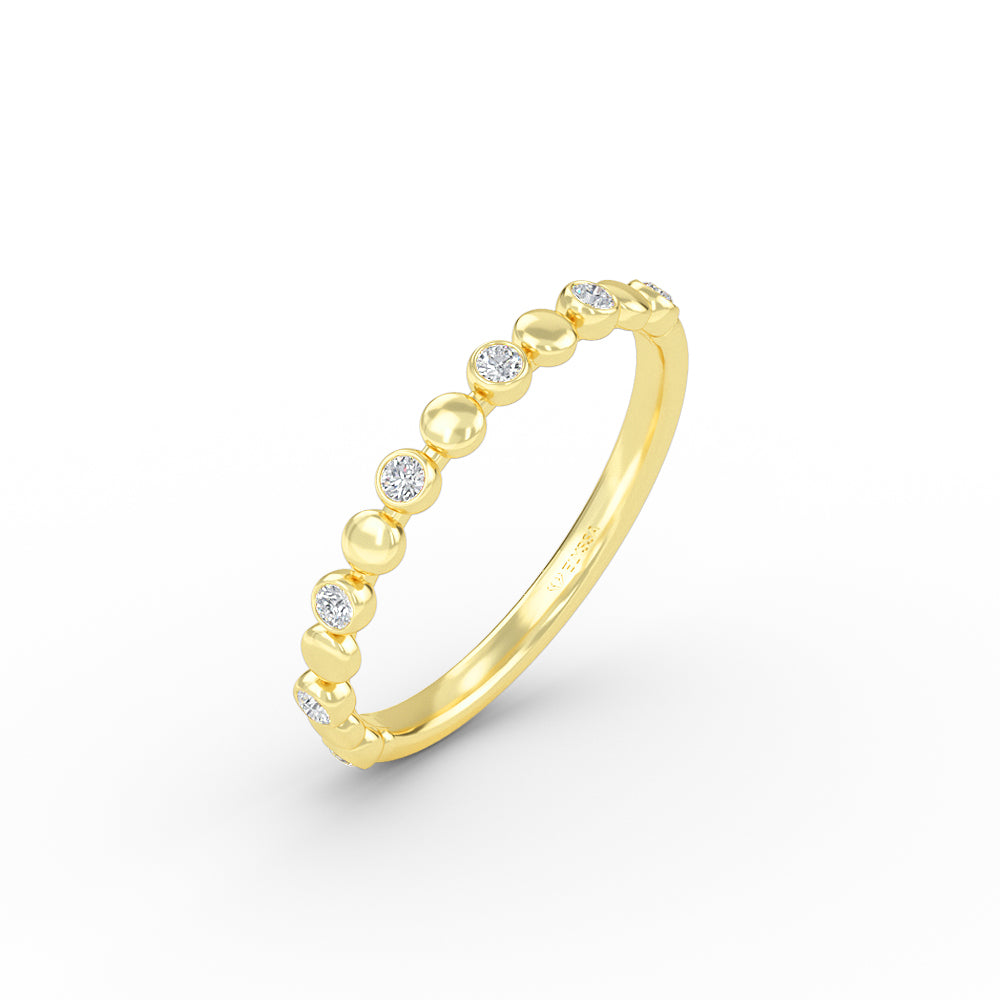 14K Gold Diamond Bead Half Eternity Diamond Wedding Band