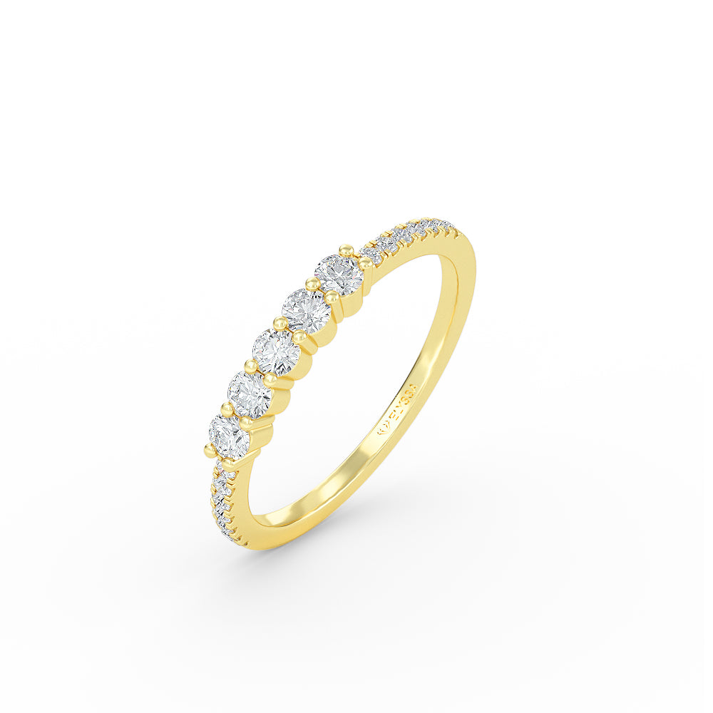 14K Gold 5 Stone Diamond Anniversary Ring